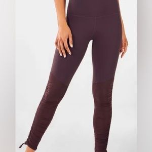 Fabletics Cashel Foldover Purelux Legging High Waisted Purple Burgundy XL Cinch